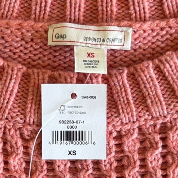 NWT Gap Designed & Crafted Cable Knit Sweater Rosewood Pink XS Wool Blend - Picture 4 of 7